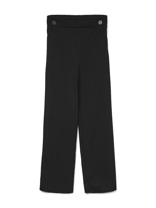 Damen Stoffhose in Breit Bein Stil Schwarz