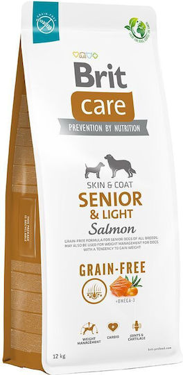 Brit Care Skin & Coat Senior & Light 12kg Dry Food Diet, Grain-Free & Gluten-Free for Senior Dogs with Potatoes and Salmon