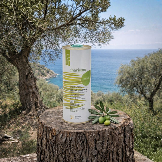 Ktima Vasilaki Extra Virgin Olive Oil Organic Product Charisma 500ml in a Metallic Container