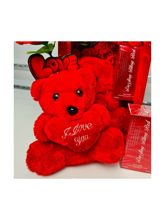 Pachet Special De Valentine „I Love You” Ursuleț De Pluș Ily Apă De Parfum 30 Ml Trandafir Decorativ În Cutie De Fereastră
