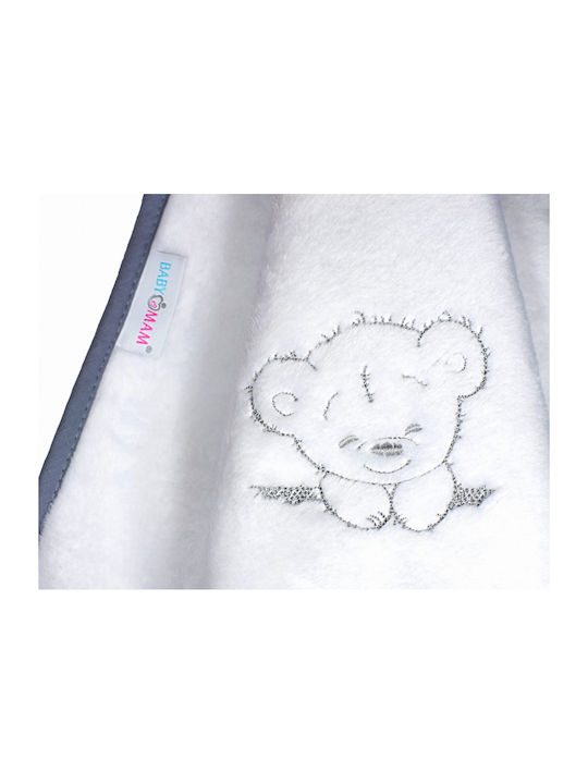 BabyMam Pătură Pepinieră Swaddling Catifea Albă cu Animal 75x100 cm