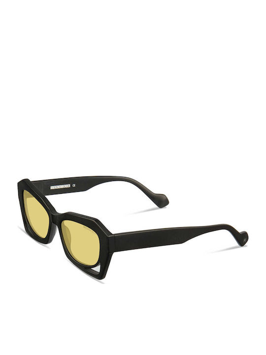 Kreuzbergkinder Naoko Women's Sunglasses With Black Horn-Rimmed Frame And Green Lens naoko c1