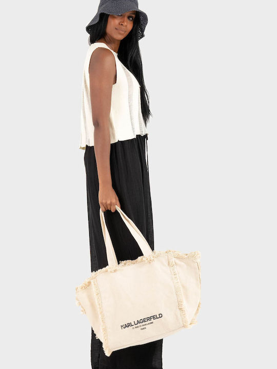 Rsg Υφασμάτινη Γυναικεία Tote Τσάντα Μπεζ