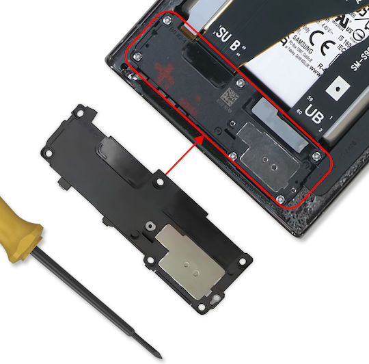 Clappio Speaker Compatible Galaxy S22 Ultra Lower Audio Module Black