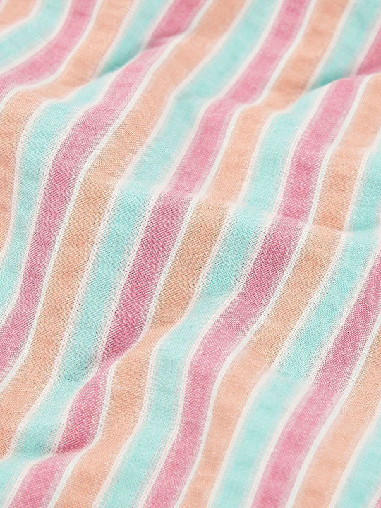 Girls Sleeveless Striped Printed Dress