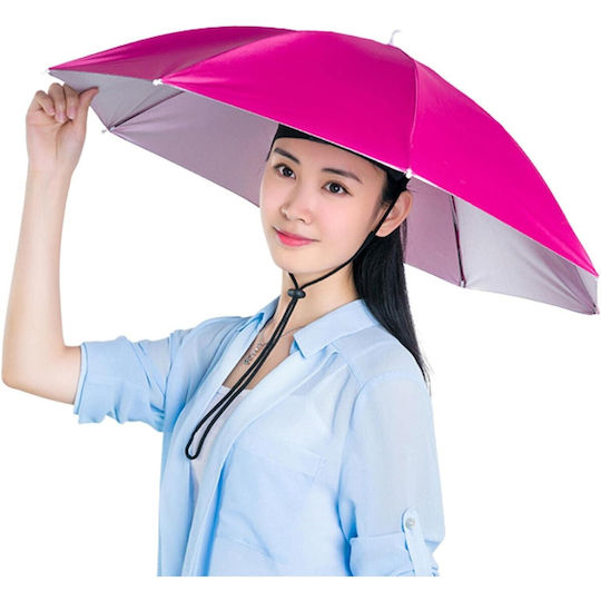 Head Umbrella Alista Home 69 Cm Diameter Adjustable Head Strap Uv Rain Protection Pink