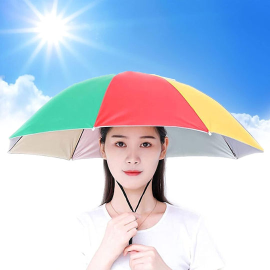 Head Umbrella Alista Home 69 Cm Diameter Adjustable Head Strap Uv Rain Protection Rainbow