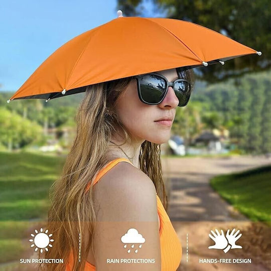 Umbrelă de Cap Alista Home Diametru 69 Cm Bandă Elastică Pentru Cap Protecție Împotriva Ploii și UV Portocalie