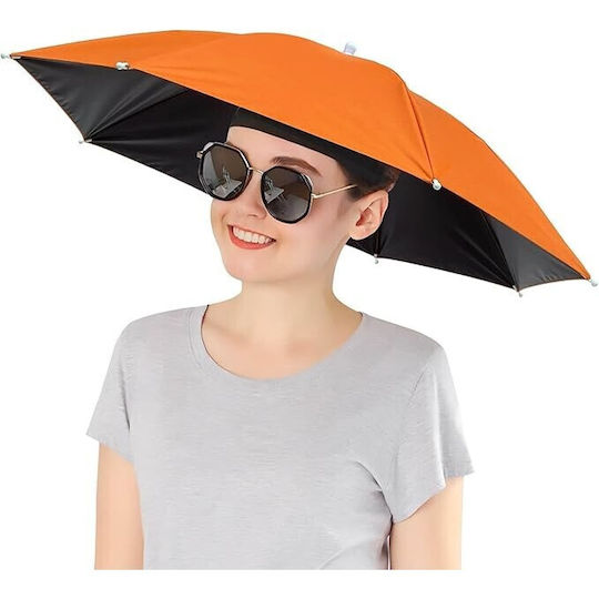Umbrelă de Cap Alista Home Diametru 69 Cm Bandă Elastică Pentru Cap Protecție Împotriva Ploii și UV Portocalie