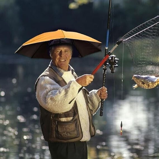 Umbrelă de Cap Alista Home Diametru 69 Cm Bandă Elastică Pentru Cap Protecție Împotriva Ploii și UV Portocalie