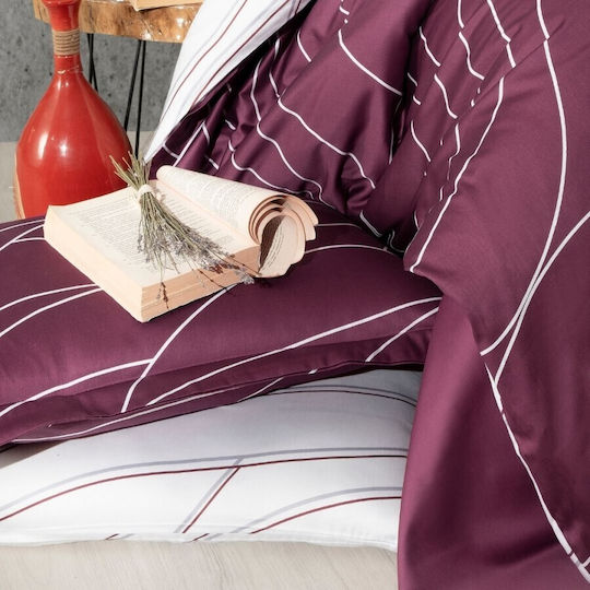 First Choice Cotton Satin Double Duvet Cover Set With 4 Pillowcases & 1 Bed Sheet 200x220cm Burgundy