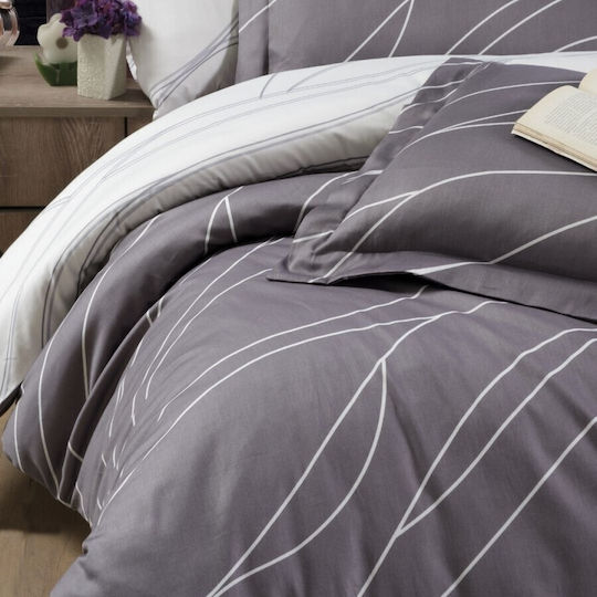 First Choice Set Huse Pentru Pilote Din Bumbac Dublu Cu 4 Fețe De Pernă Și 1 Cearceaf 200x220cm Mesi Gri