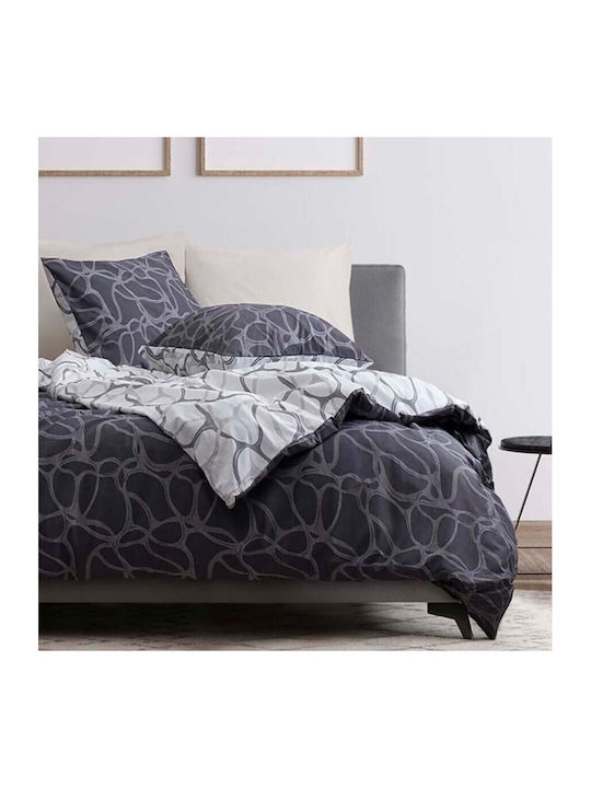 Majoli Bahar Set Huse Pentru Pilote 100% Bumbac Dublă Cu 2 Fețe De Pernă & 1 Cearceaf 200x220cm Gri