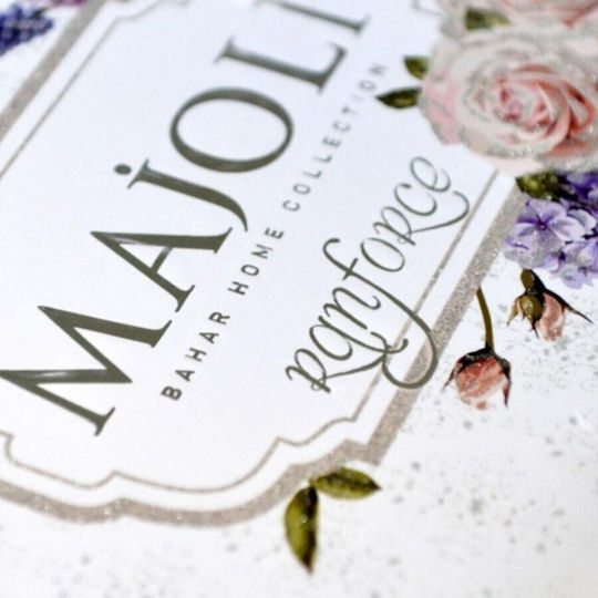 Majoli Bahar Cotton Double Duvet Cover Set With 2 Pillowcases & 1 Bed Sheet 200x220cm Palmera Garnet