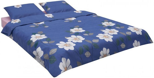 Vanora Duvet Cover Set 200x220cm Double with 2 Pillowcases and 1 Bed Sheet Blue
