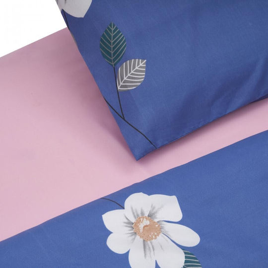 Vanora Duvet Cover Set 200x220cm Double with 2 Pillowcases and 1 Bed Sheet Blue