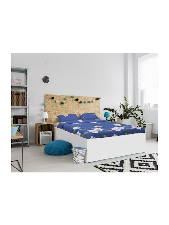 Vanora Set Huse Pentru Pilote Duble Cu 2 Fețe De Pernă Și 1 Cearceaf 200x220cm Albastru