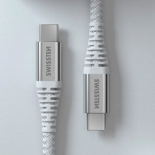 Swissten Kevlar USB-C Cable USB-C 60W 3A Extra Durable 1.5m White