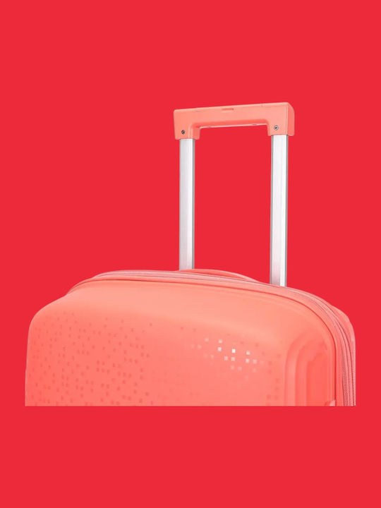 Amber Cabin Hard Suitcase Peachy Red with 4 Wheels Height 55cm