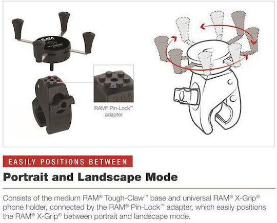 Ram Mounts Ram X-grip Нископрофилен Среден Tough-claw Многоцветна Стойка За Телефон