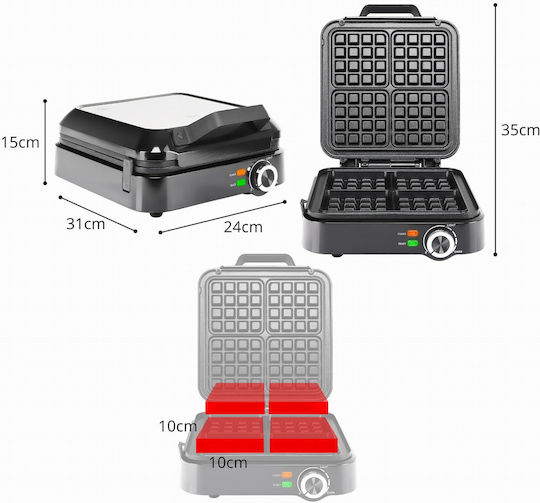 Eldom Aparat Vafe Pentru Vafe Pătrate 4 Compartimente 1500W
