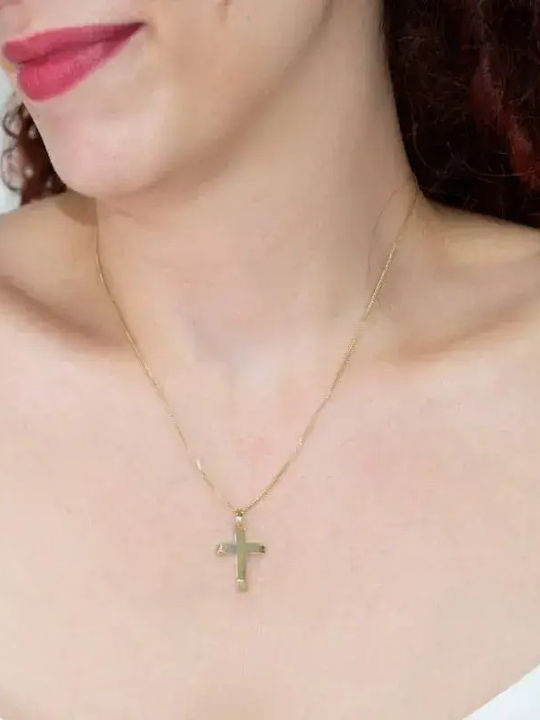Men's Gold Cross 9K Double Sided with Chain