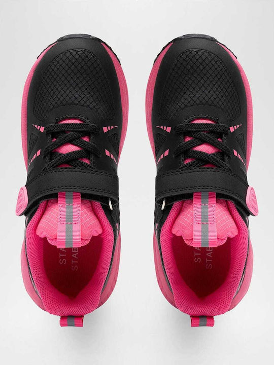 Kids Sports Shoes Running with Hoop & Loop Closure Black