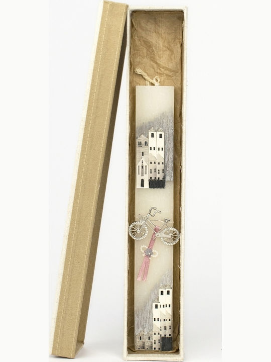 Easter Candle Flat Handmade Pin Bicycle White