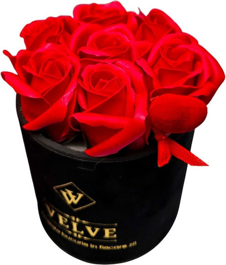 Pachet Special De Valentine Tommy Bear Aranjament 20 Cm 7 Trandafiri Săpun În Cutie Elegantă