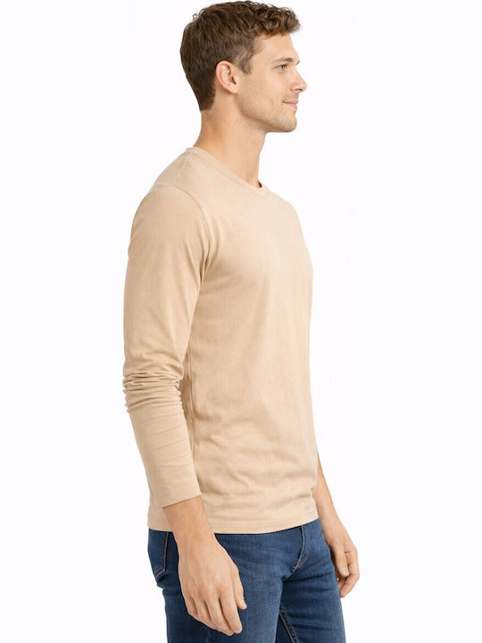 Langarm Herrenbluse Beige