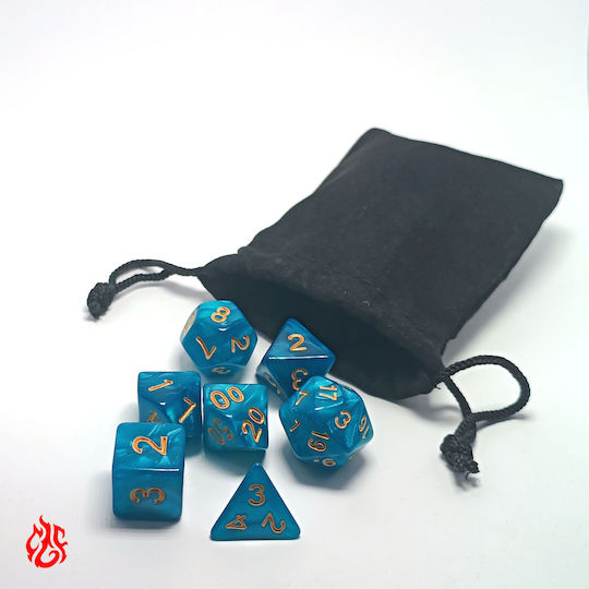 Dice Set Turquoise Σετ Ακρυλικών Ζαριων Rpg Dungeons & Dragons Pathfinder Wargames