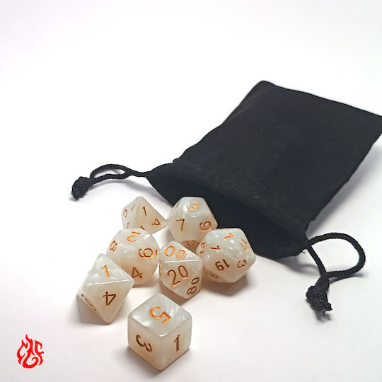 Dice Set White Σετ Ακρυλικών Ζαριων Rpg Dungeons & Dragons Pathfinder Wargames