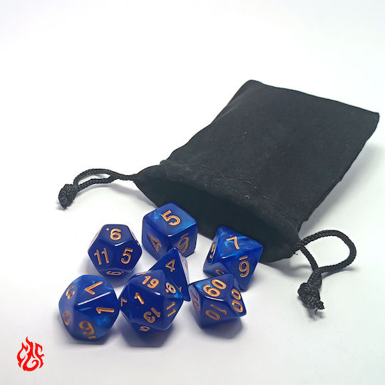 Dice Set Blue Acrylic Dice RPG Dungeons & Dragons Pathfinder Wargames