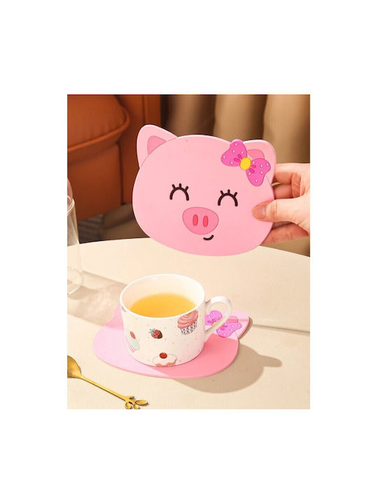 Alista Home Set De Suporturi Pentru Pahare Plastic Roz 15.5x15.5cm