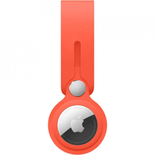 Apple Leather Loop Θήκη Μπρελόκ Δερμάτινη για AirTag Electric Orange