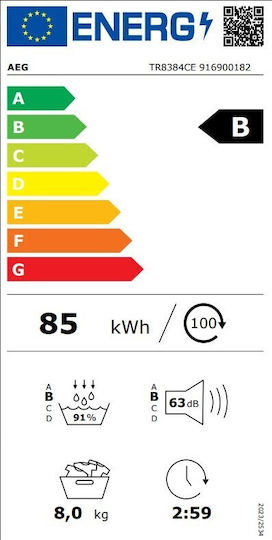 AEG TR8384CE Tumble Dryer 8kg With Heat Pump