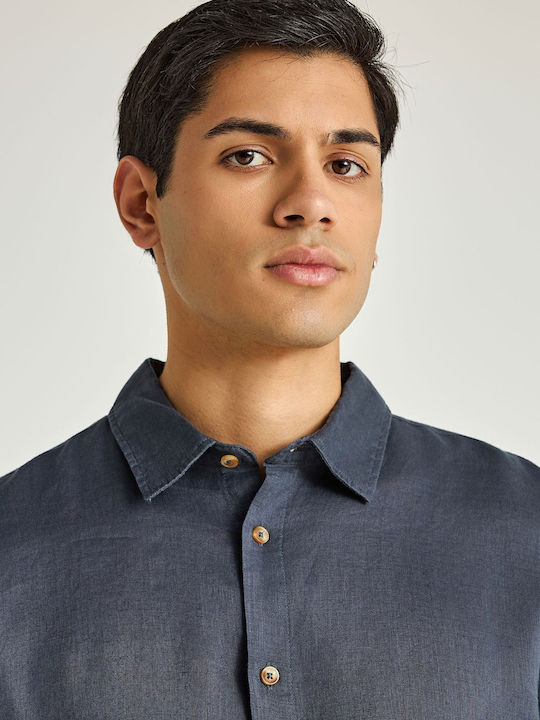 Long Sleeve Linen Shirt in Regular Fit Gray