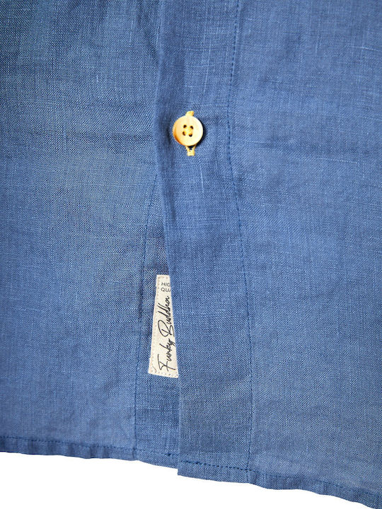 Long Sleeve Linen Shirt in Regular Fit Blue