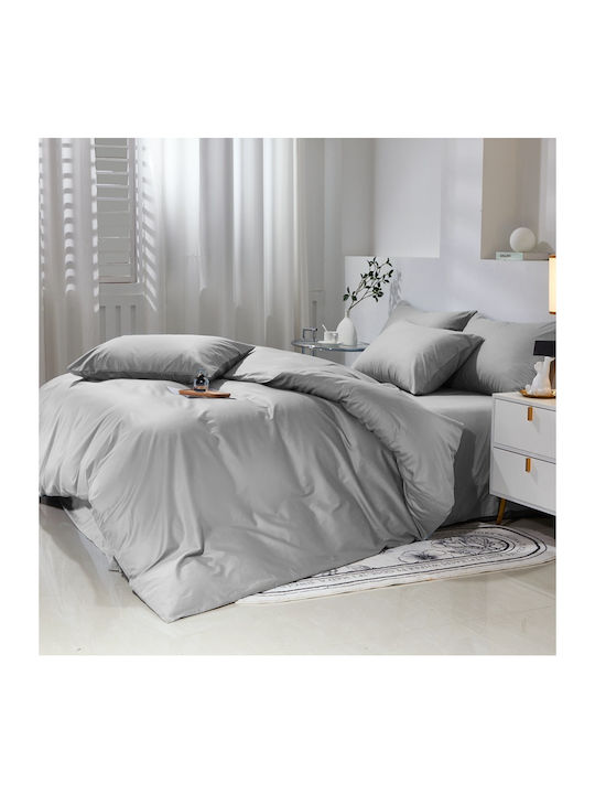Σετ Παπλωματοθήκη Βαμβακέρή Μονή 160x240cm 1 Μαξιλαροθήκη & 1 Σεντόνι Γκρι