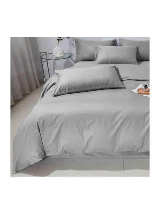 Σετ Παπλωματοθήκη Βαμβακέρή Μονή 160x240cm 1 Μαξιλαροθήκη & 1 Σεντόνι Γκρι