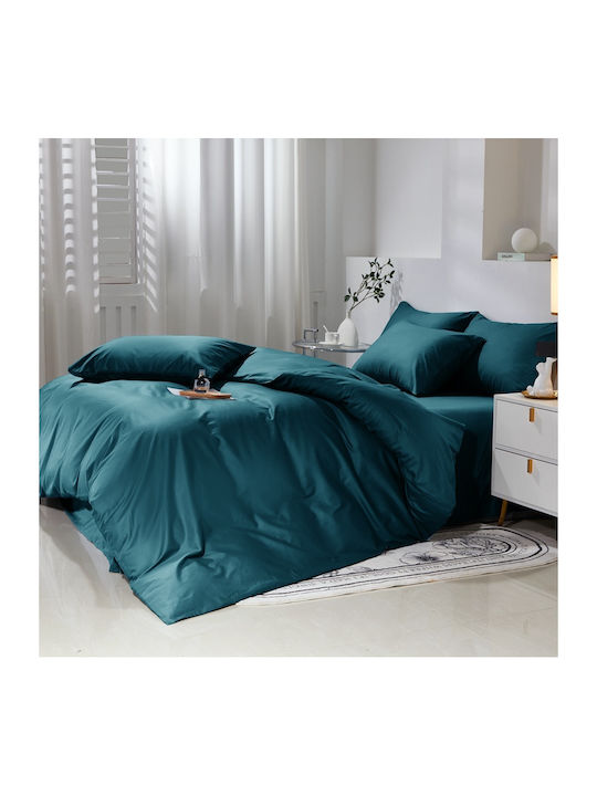 Σετ Παπλωματοθήκη Βαμβακέρή Μονή 160x240cm 1 Μαξιλαροθήκη & 1 Σεντόνι Τιρκουάζ