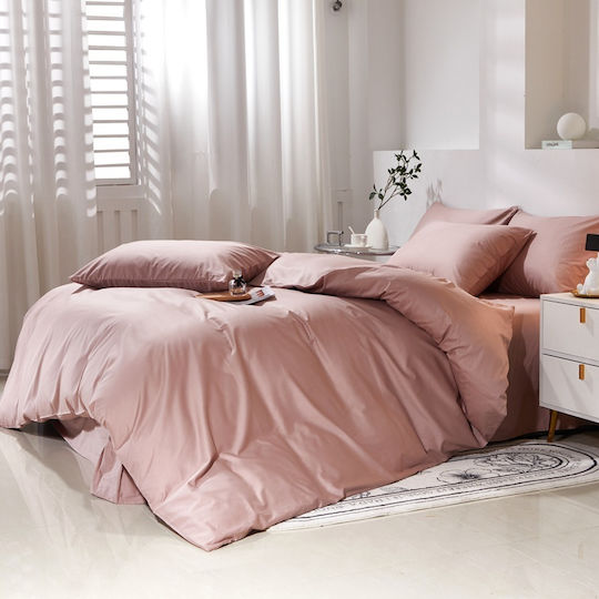 4 Seasons Collection Bettbezug Baumwolle Moni 160x240cm 1 Kissenbezug & 1 Bettlaken Rosa