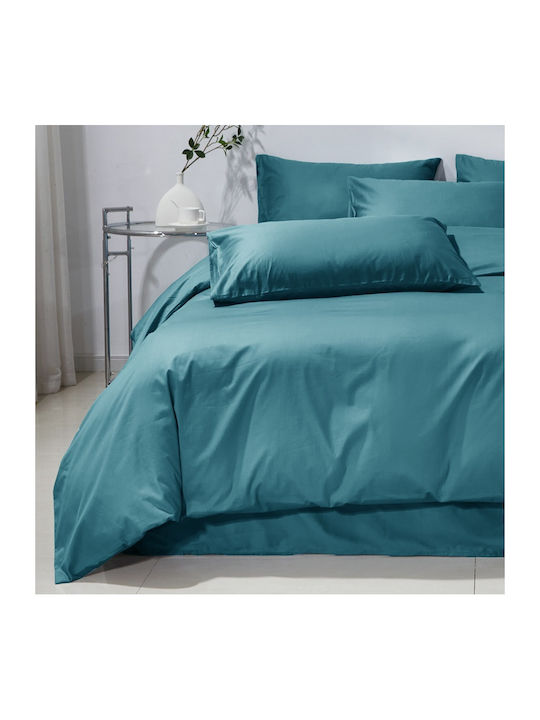 Σετ Παπλωματοθήκη Βαμβακέρή Μονή 160x240cm 1 Μαξιλαροθήκη & 1 Σεντόνι Τιρκουάζ