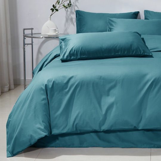Σετ Παπλωματοθήκη Βαμβακέρή Μονή 160x240cm 1 Μαξιλαροθήκη & 1 Σεντόνι Τιρκουάζ
