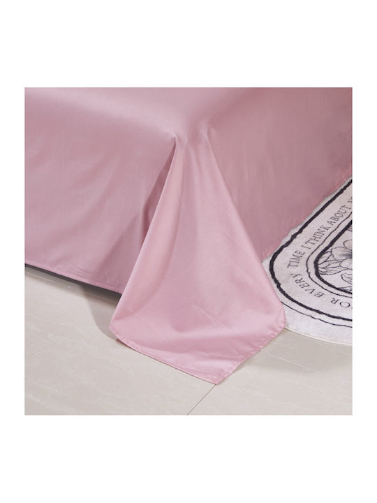 Cotton Single Duvet Cover Set 160x240cm 1 Pillowcase & 1 Bed Sheet Pink