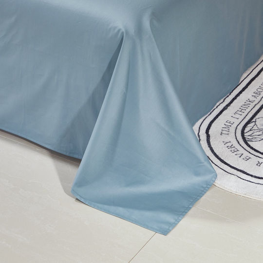 Single Cotton Duvet Cover Set 160x240cm 1 Pillowcase & 1 Bed Sheet Gray Blue