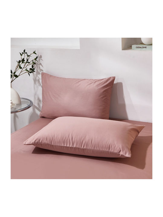 Single Cotton Duvet Cover Set 160x240cm 1 Pillowcase & 1 Pink Bed Sheet