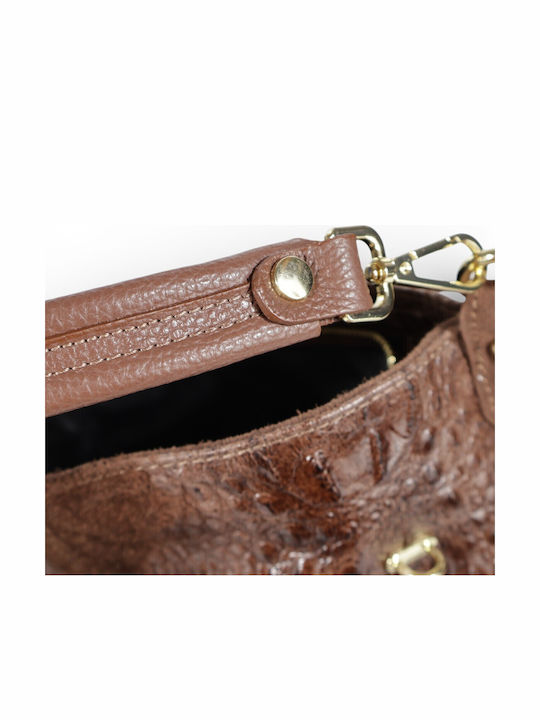 Damentasche aus Leder Shopper Schulter Braun