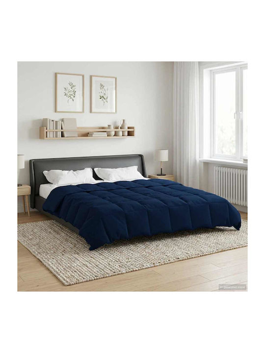 vidaXL Velvet Blanket Double 240x260cm Dark Blue