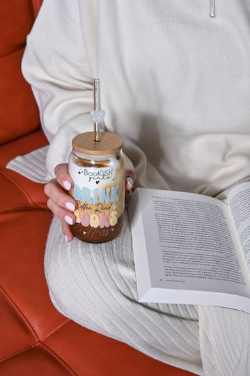 Drink Books Glas Wasser Brille mit Strohhalm